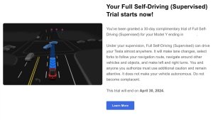 Tesla의 완전 자율 주행(FSD) 1개월 무료 평가판을 즐기는 방법