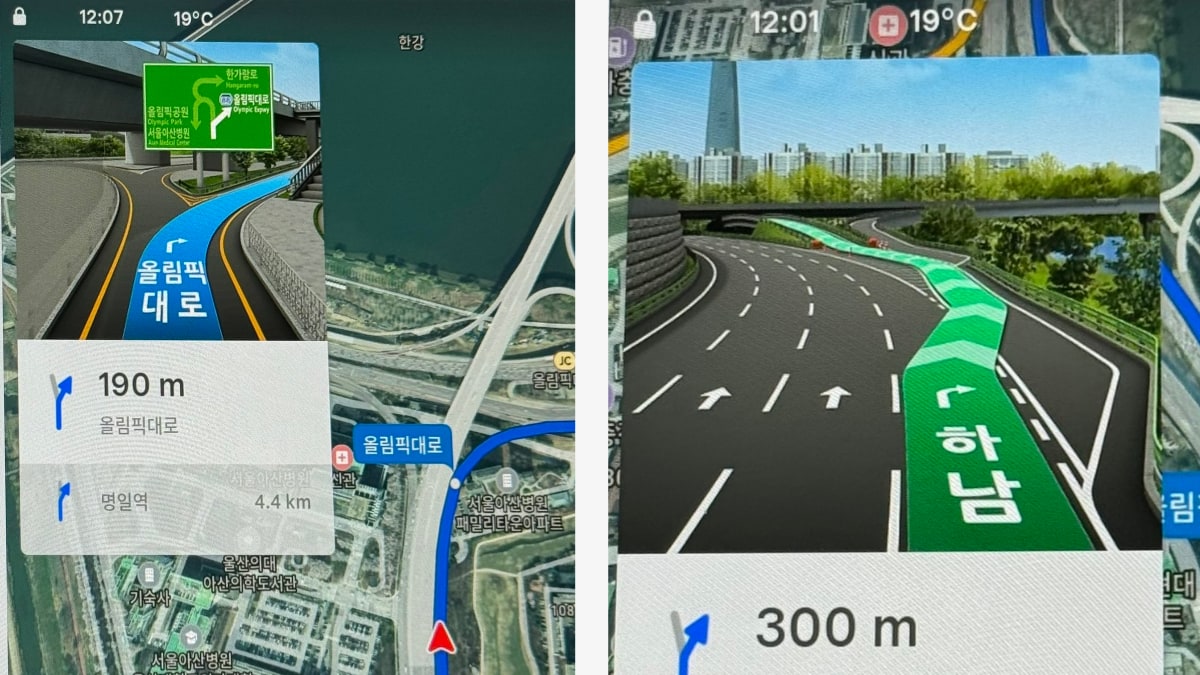Tesla, 한국의 복잡한 교차로에 대한 자세한 내비게이션 뷰 추가