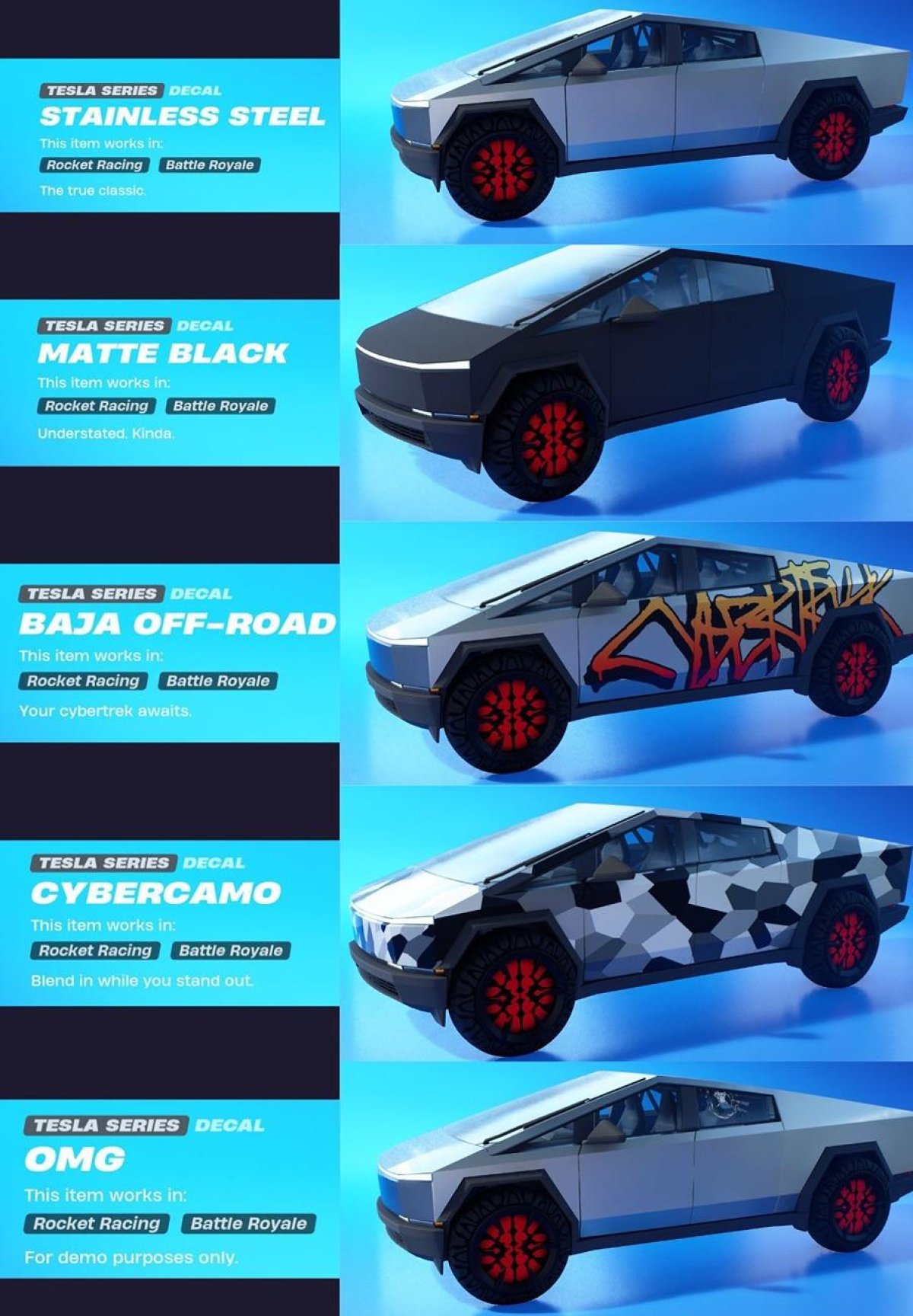  rocket league fortnite cybertruck 